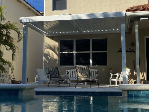insulated patio roof in backyard of south florida home